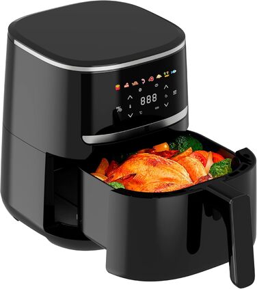 Літра, фритюрниця з цифровим сенсорним дисплеєм, 1500 Вт, регулювання 80-200, 8 програм, включаючи брошуру з рецептами 4,3 літра Компактний (компактний), 4,3