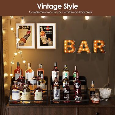 Стійка для пляшок з алкоголем Nuovoware, барна стійка для пляшок з алкоголем, 3-рівнева шафа для алкоголю, винна стійка, барна шафа на 12 пляшок, міні-бар, домашній ретро для алкоголю, винні стійки на стільницю, барна вітрина, вугільно-чорний, 3-рівнева в