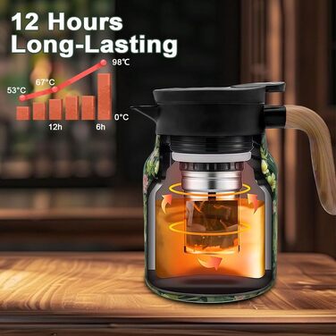 Термос 1000 мл з чайним інфузером, вінтажний квітковий візерунок для чаю, термос з вінтажним квітковим візерунком, вакуумний чайник, підігрівач для кави з квітковим візерунком для гарячих напоїв