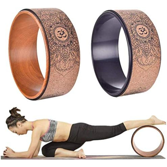 Колесо для йоги - найміцніше та найзручніше опорне колесо для Дхарма-йоги для поз йоги, ідеальний пінопластовий ролик для додаткової гнучкості, кільце для йоги 13 x 5 дюймів, коричневий колір