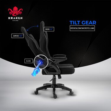 Тканина для ігрового крісла - Чорна - Офісне крісло - Ергономічне комп&39ютерне крісло для геймерів - Вантажопідйомність 130 кг - Ігрове крісло - Ігрове крісло - Ергономічне ігрове крісло - Ігрове крісло - ПК крісло