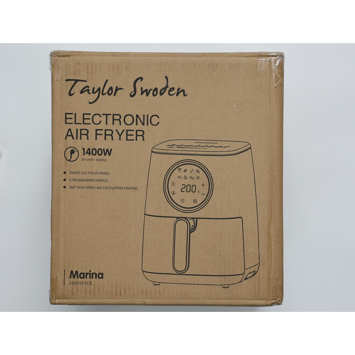 Аерофритюрниця Taylor Swoden 4.2 л, фритюрниця 8 в 1, фритюрниця без олії для 4-6 осіб, таймер на 60 хвилин - фритюрниця, фритюрниця 1400 Вт, зберігання кабелю, без бісфенолу А