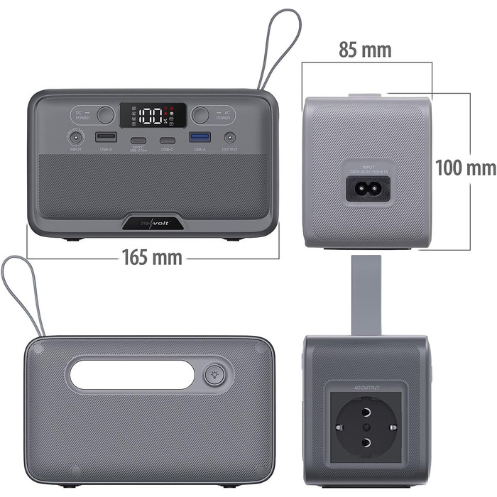 Кемпінгова електростанція Revolt Powerstation Електрична станція та сонячний генератор потужністю 89,6 Втгод, 230 вольт, 100 Вт (літій-літій-полімерний акумулятор, з виходом 12 вольт, ноутбук)