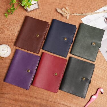 Блокнот Wonderpool з кільцями A5, що заповнюється шкіряним щоденником-органайзером, папка з кишенями, лінований папір, ручка для офісу, школи, ділових поїздок, планування письма (кава, A5) A5 кава