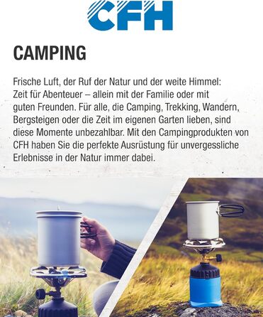 Двоконфорочна газова плита CFH Capri ZK 421 кемпінгова газова плита з регулятором тиску газу 50 мбар та газовим шлангом 80 см, потужність 3,8 кВт, витрата 277 г/год, знімна кришка та хромована решітка, зроблено в Європі