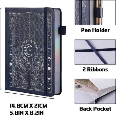 Блокнот Bullet Dotted Journal, щільний нумерований папір 160 г/м, тверда обкладинка A5 з пунктирною сіткою для жінок та чоловіків, для роботи, письма, bullet journaling, малювання, синьо-сріблястий 256