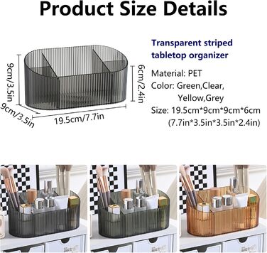 Органайзер для косметики DASITON, органайзер для пензлів з 5 відділеннями, акриловий косметичний контейнер великої місткості, тримач для пензлів, органайзер для туалетного столика, помади та засобів догляду за шкірою (сірий)