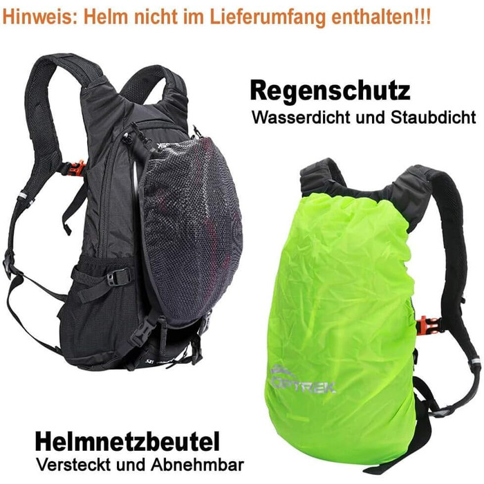 Велосипедний рюкзак Toptrek 18L Ultralight велосипедний рюкзак з дощовиком та чохлом для шолома Гідратаційний рюкзак Водонепроникний велосипедний рюкзак Спортивний рюкзак Гідратаційний рюкзак для чоловіків MTB чорний