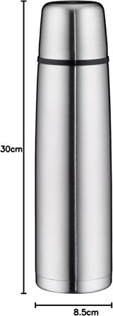 Л, термопляшка з нержавіючої сталі з чашкою для пиття, повністю герметична з кришкою, що закручується, зберігає напої гарячими, не залишає відбитків пальців, довговічна, можна мити в посудомийній машині, без BPA, 1000 мл, 1.0