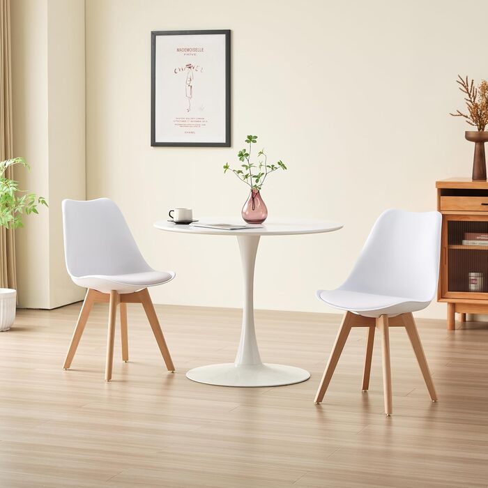 Обідні стільці, ніжки з масиву дерева товщиною 28 мм, м&39який стілець, обідній стілець Oslo, комплект з 4 шт. , білий, 521249 4 Білий