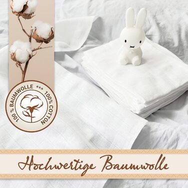 Набір з 10 муслінових серветок для відрижки розміром 80x80 см з бавовни - приємні для шкіри муслінові серветки - особливо м'які та