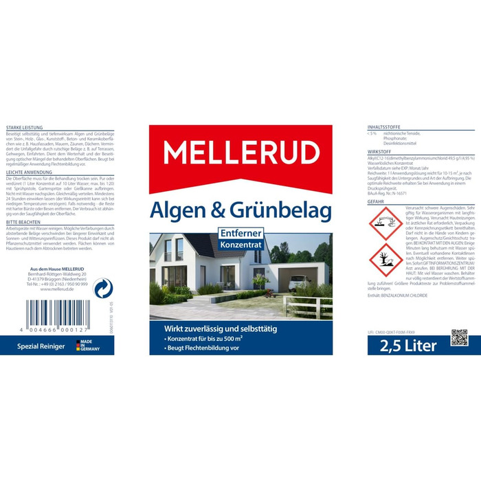 Засіб для видалення водоростей та зеленого нальоту MELLERUD Algae & Green Growth Remover, 2,5 л