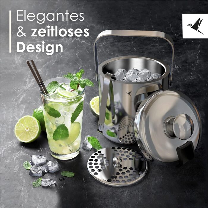 Форма для кубиків льоду Beyond з кришкою та щипцями 100 без бісфенолу А з нержавіючої сталі - охолоджувач для кубиків льоду, з под