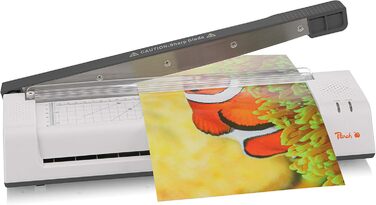 Ламінатор Peach 4-в-1 A3, включаючи закруглювач кутів, різак, ламінуючі пакети - ABS - Готовий до використання через 3-5 хвилин - 2x125 мкм - 250 мм/хв - Гарячий та холодний ламінатор - PBP420 Багатофункціональний важільний різак A3, закруглювач кутів та 