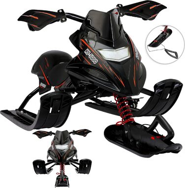 Санки Monzana кермові з гальмами, 75 кг чорно-червоні