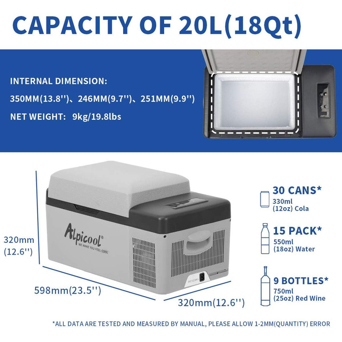Літрова прохолодна коробка 12v міні-холодильник маленький електричний кемпінговий морозильник портативний для автомобіля, вантажів