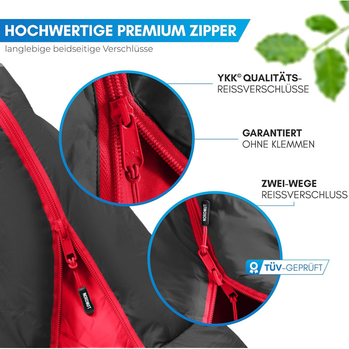 Зимовий спальний мішок від -10 до 0 градусів, стискається - Зимовий спальний мішок для трекінгу та кемпінгу, 1800 г - Мумія-спальний мішок, водовідштовхувальний, 350 г/м, чорний