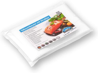 Вакуумні пакети BOTTINI 100 шт. 25х30 см Пакети з фольги PREMIUM, для кожного ущільнювача фольги та вакуумного пакувальника, вакуумування Зроблено в Німеччині