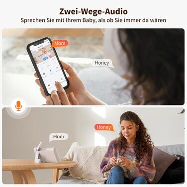 Радіоняня Codnida з камерою 5,5 дюймів 3 МП Wi-Fi Камера радіоняні з батареєю 4000 мАг Відстеження руху та додатком 2-стороннє ауд