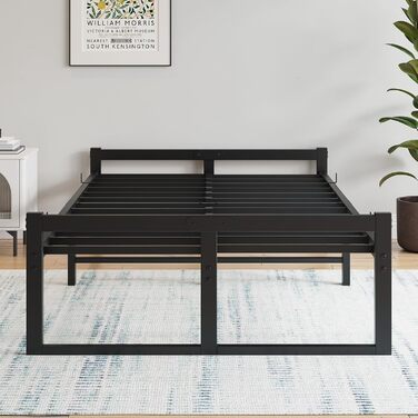 Ліжко 120x200 см, Каркас ліжка 120x200 з металевою рейковою основою, Металеве ліжко 120x200 см з місцем для зберігання - висота 32 см, Гостьове ліжко, Двоспальне ліжко, Пружинний матрац не потрібен, Чорний каркас ліжка 120 x 200 см