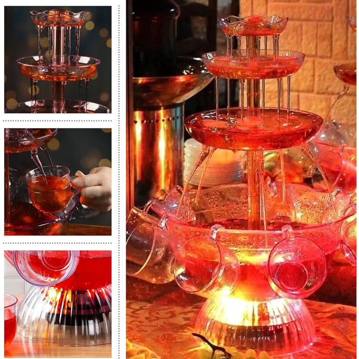 Універсальний фонтан для вечірок, багатофункціональний 3-шаровий декор столу, вилка EU для фуршету барбекю