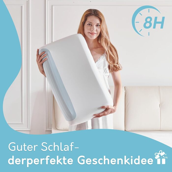 Ергономічна подушка з піни з ефектом пам&39яті 2 висоти (10/11,5 см) - подушка для підтримки шиї для сну на боці та на спині, сертифікована CertiPUR-US та Oeko-TEX 100, з наволочкою, яку можна прати