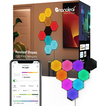 9 Smart LED Panels RGBW - Modular WiFi 16 Million Colours Wall Light Indoor, Music & Screen Sync, Works with Alexa Google Apple, 9 Smart LED Panels RGBW - Modular WiFi 16 Million Colours Wall Light Indoor, Music & Screen Sync, Works with Alexa Google Appl