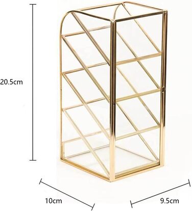 Органайзер для губної помади HARLIANGXY Тримач для губної помади для зберігання губної помади Скло для зберігання макіяжу Органайзер для губної помади Gold Mirror Шафа Органайзер Інтер'єр Прозорий