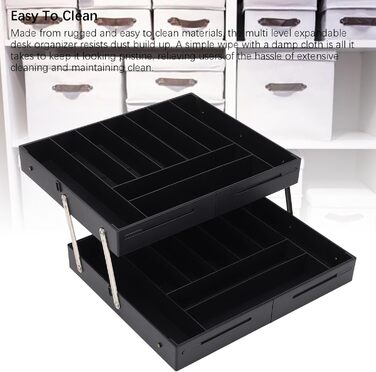 Багаторівневий розширюваний органайзер для столу Naroote, розширюваний органайзер для столу з міцного пластику, багатофункціональний для кухні (ЧОРНИЙ) чорний