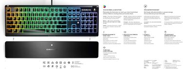 Ігрова клавіатура - 10-зонне RGB-підсвічування - Магнітна підставка для долонь преміум-класу - Американська (QWERTY) розкладка, чо