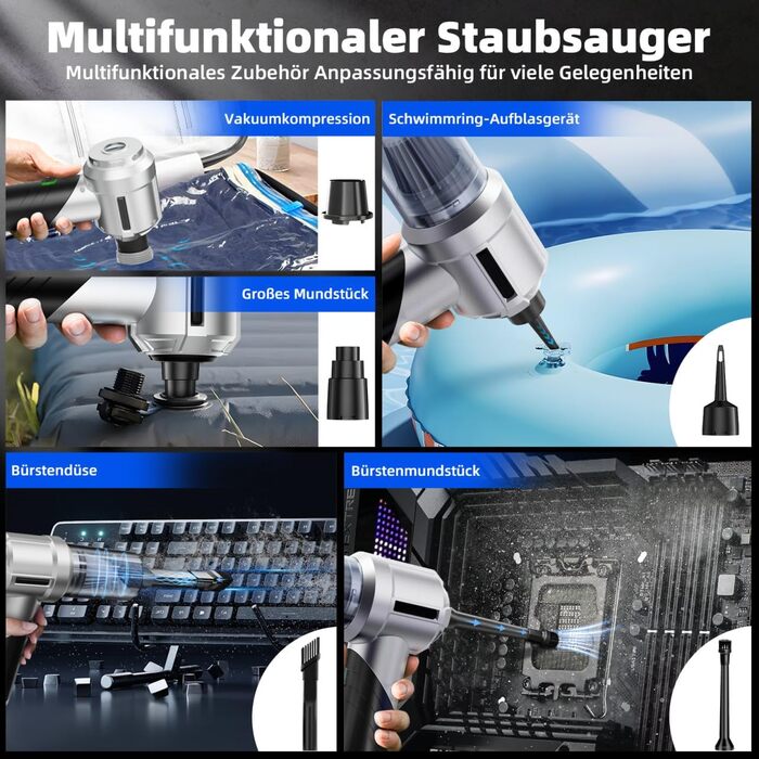 Стьобаний північний ручний пилосос, акумуляторний ручний пилосос, складаний автомобільний пилосос 3 в 1, міні-пилосос з безщіткови