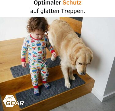 Самоклеючі сходинки GEAR 76x20 см 15 шт. світло-сірі нековзні, миючі килимки для сходів протиковзкий килимок для сходів, ріжучий сучасний сірий захист для сходів у приміщенні 15 шт.