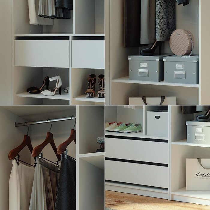 Шафа Vicco Elmo, біла, 280 x 200 см, комплект із 3 предметів (білий 100 x 200 см)