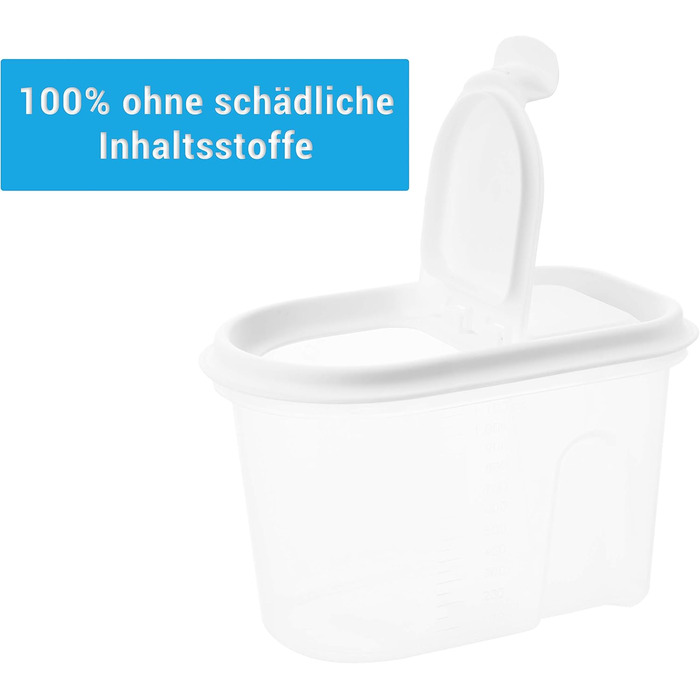 Контейнери для зберігання 2friends, контейнери-шейкери, набір із 6 шт. , білі з кришками на шарнірах, 1,1 літра, білі кришки, 100 придатні для переробки, зроблено в ЄС