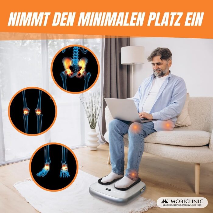 Електричний тренажер для ніг Mobiclinic Legfit пасивна гімнастика (імітація ходьби сидячи) для літніх людей та підлітків, з пультом керування та регулюванням швидкості