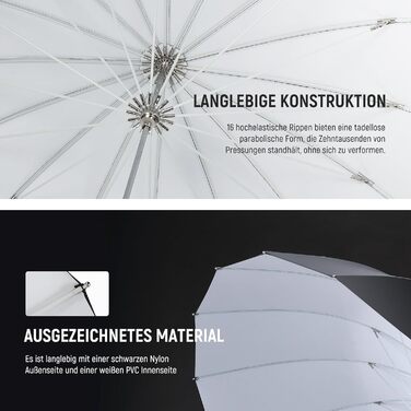 Параболічна рефлекторна парасолька студійна парасолька для зйомки, парасолька з білим всередині, м'яке освітлення з кришкою дифузора, сумка, швидко складається для відео з камери, NS1U 104 см білий, 104