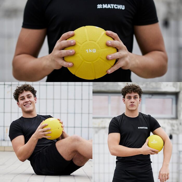 Медичний м&39яч Тверда гума Доступний вагою 1 кг, 2 кг, 3 кг, 4 кг та 5 кг. Жовтий - 1 кг