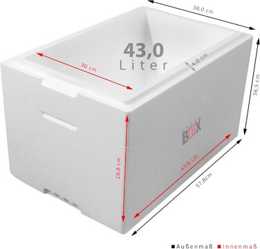 Модульна коробка THERM BOX від 14 л до 43 л, що розширюється, різних розмірів, пінопластова коробка-холодильник, коробка з підігрівом, багаторазова, 43M - 43 л