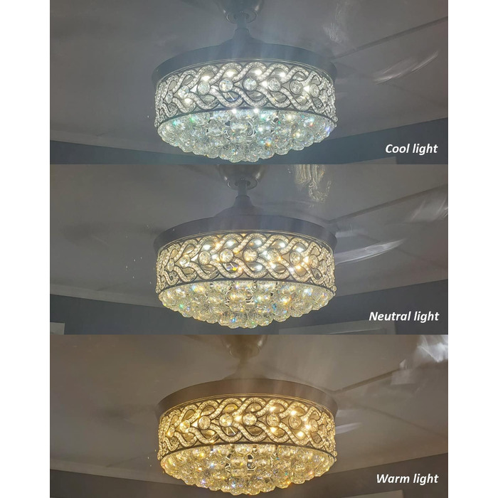 Безшумний стельовий вентилятор кришталевий стельовий вентилятор з підсвічуванням, висувна, невидима люстра, стельовий вентилятор з
