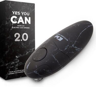 Електричний консервний нож для кухні Mama V2 - Покращене лезо відкриває будь-яку форму банки, консервний ніж без гострих країв, гігієнічний, компактний та бездротовий - Marble Black