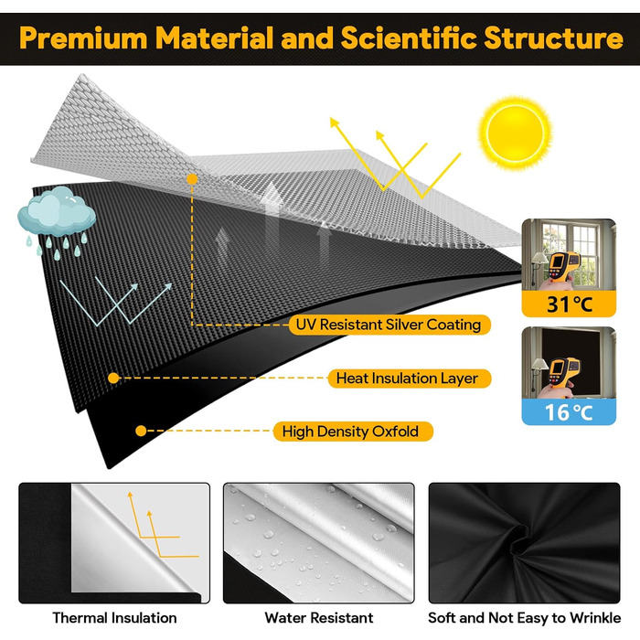 См, Затемнення мансардного вікна Внутрішнє сонцезахисне вікно без свердління, Затемнення тканини Теплозахист зовнішнє, Термоплівка Blackout Film By The Yard Для спальні, 200x148