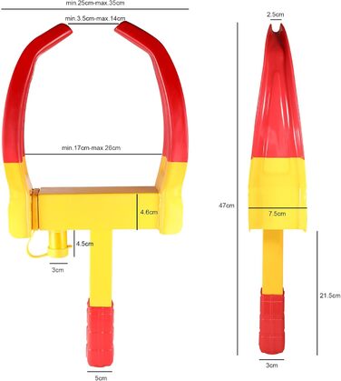 Паркувальний затискач Cathpetic 1PC Bullhorn, Протиугінний причіп, Масштабований і креативний замок для шин для автомобілів, Циліндровий затискач для коліс з латунним замком для причепа для автомобілів, підходить для автомобілів і мотоциклів