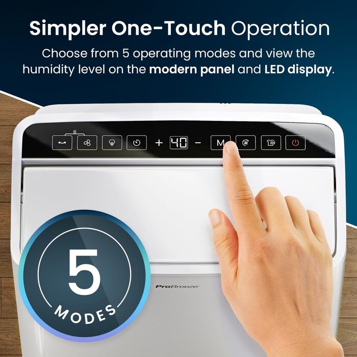 Осушувач повітря Pro Breeze 20 л за 24 години - електричний осушувач з режимом прання, датчиком вологості, повітряним фільтром, та