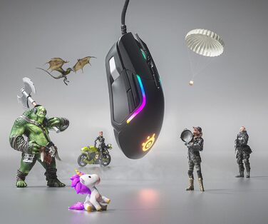 Ігрова миша - Оптичний датчик TrueMove Air з 18CPI - 9 програмованих кнопок - Вага 85 грамів, чорна Rival 5 дротова чорна, 5 -