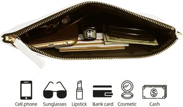 Клатч-гаманець жіночий зі шкіри ягняти, великий, м'який, дизайнерський з ремінцем, колір - світло-бежевий