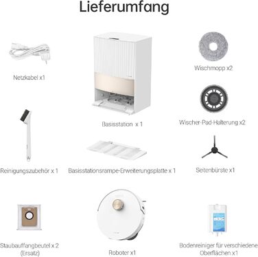 Робот-пилосос з технологією MopExtend, видалення швабри, підйом швабри, AI Action, вакуумний робот 7000 Па з самоочисною базовою с