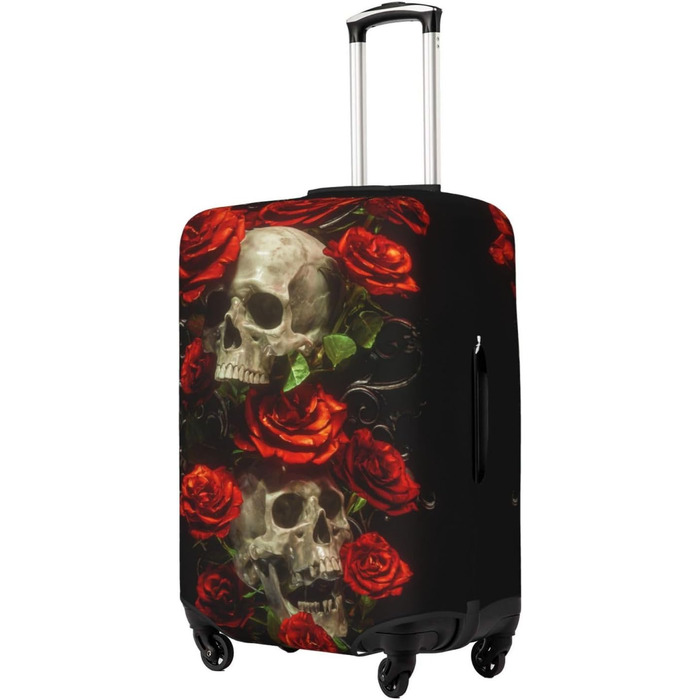 Чохол для багажу BAFAFA з принтом Череп і троянди, еластичний захист від подряпин і пилу для валіз, чорний, розмір 85