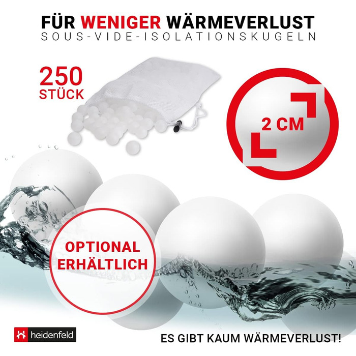 Контейнер для плити Heidenfeld SVS11 Sous Vide - дуже великий 32,0 x 26,5 x 20,0 см - Кришка - Стійка - Набір контейнерів - Повний комплект - Об'єм 11 л - Аксесуари для паличок Sous-Vide - Кухонний приладдя (Набір контейнерів)