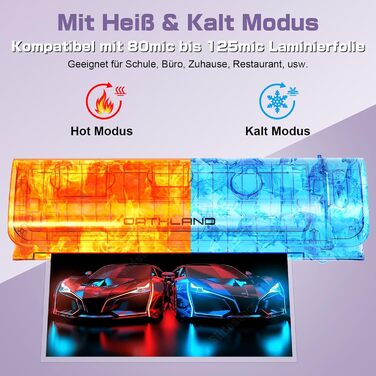 Ламінатор Orthland A3, ламінатор з 30 ламінуючими пакетами для документів A3, A4, A5, A6, ламінатор 9-в-1 з різаком для паперу та закруглювачем кутів, гарячий та холодний ламінатор для офісу, школи та дому, документи, фотографії, сірий