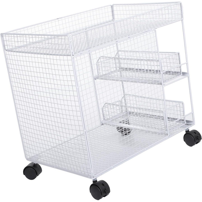 Розсувний органайзер для кошиків, мобільні полиці для зберігання, полиці для комори з поворотними на 360 градусів колесами, що блокуються, ідеально підходить для зберігання тарілок, мисок та посуду (білий)
